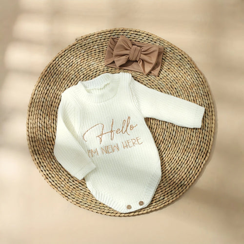 2pcs Newborn Knit Baby Sweater Bow Set Women's Baby Pullover Sweatshirt for Fall and Winter Baby Outfits